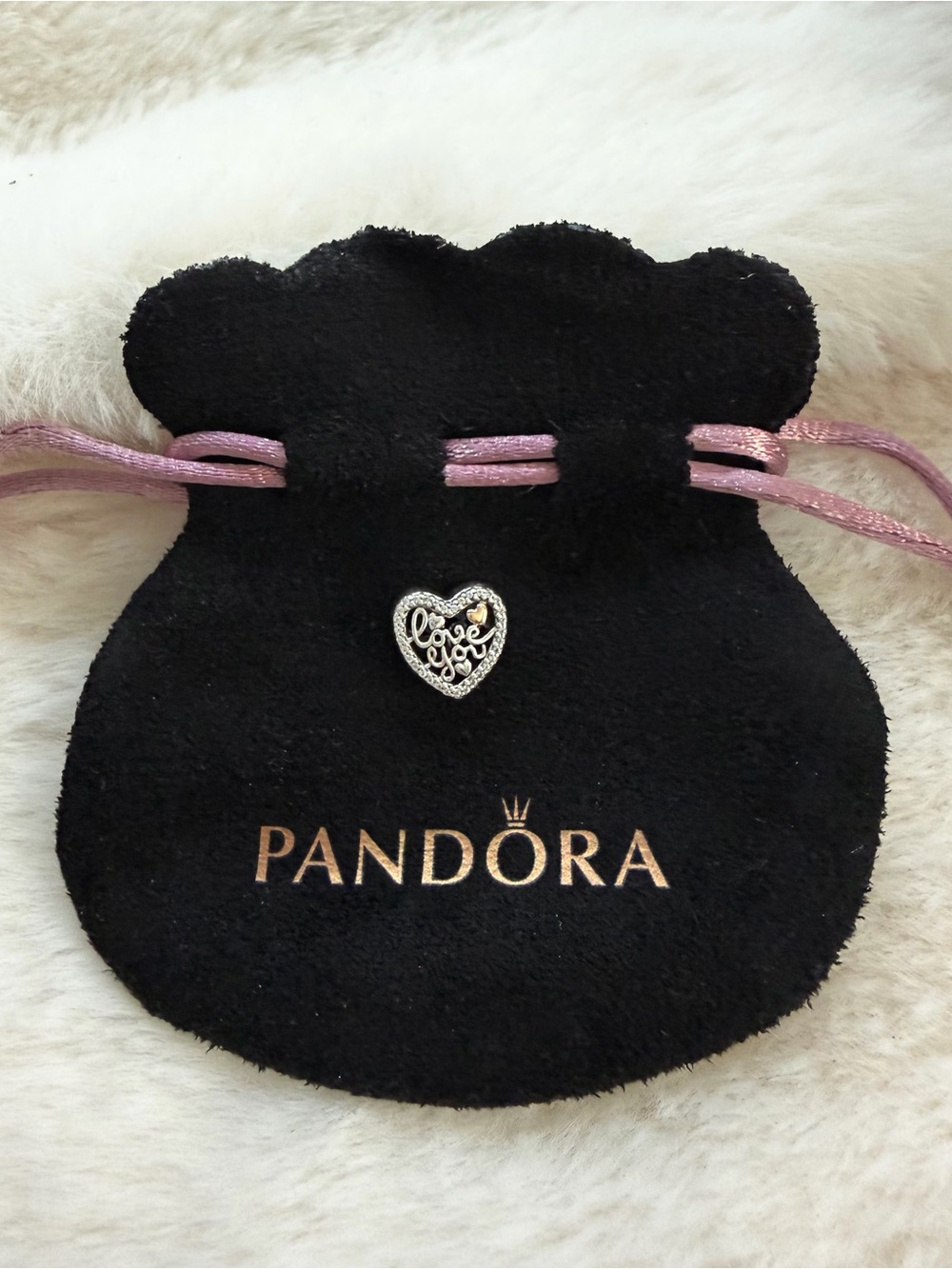 Pandora “Love Script” Charm 925 ALE Sterling Silver with 14k Gold